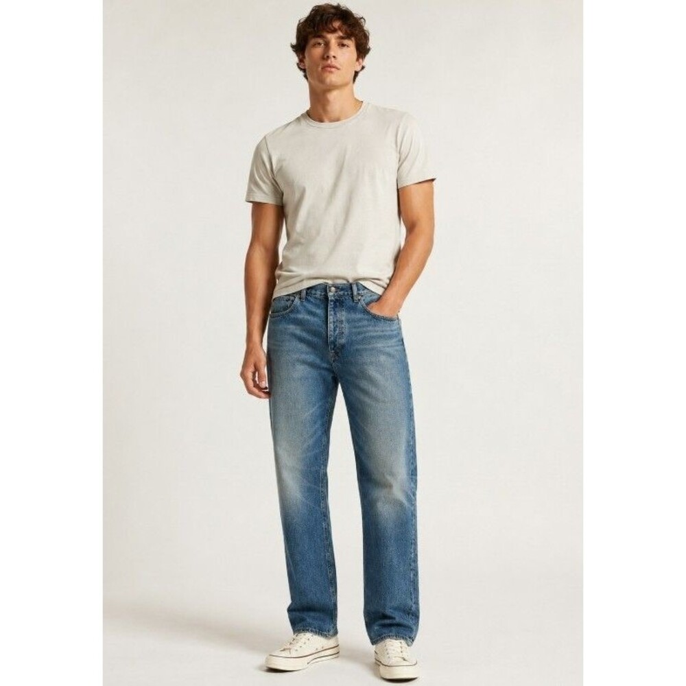 ESSENTIALS Fear of God Men's Blue Monogram Straight Leg Jeans Approx 38x34